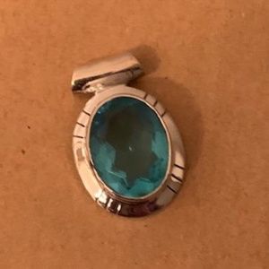 Handmade Faceted Blue Topaz Silver Pendant
